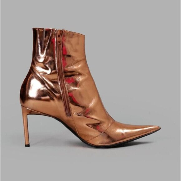 Haider Ackermann Metallic Leather Ankle Boots EU 40 US 9 A Copper Defect New - Picture 12 of 16